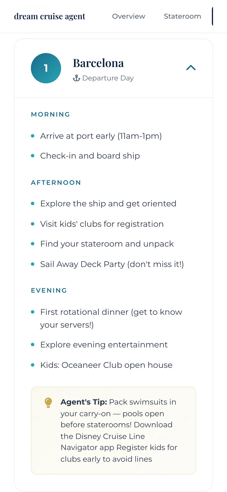 Deluxe Disney cruise itinerary preview, section 5