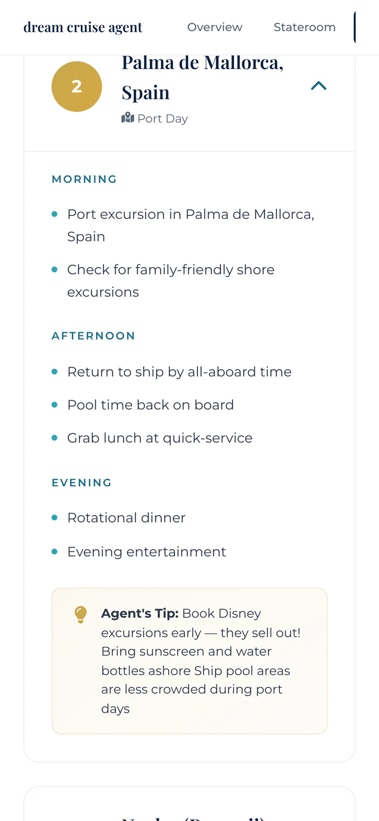 Deluxe Disney cruise itinerary preview, section 6
