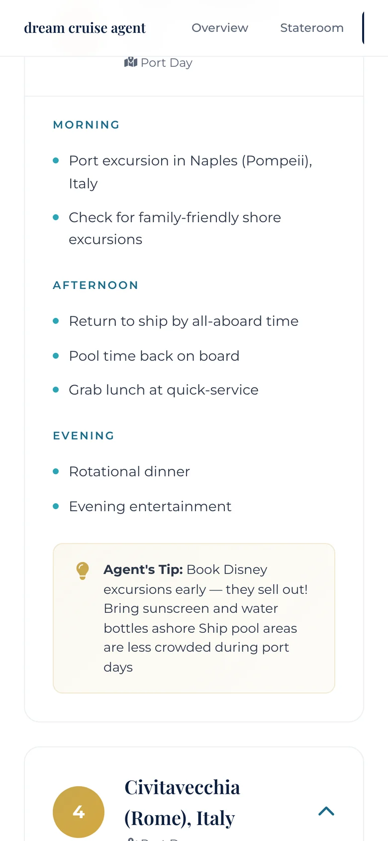 Deluxe Disney cruise itinerary preview, section 7