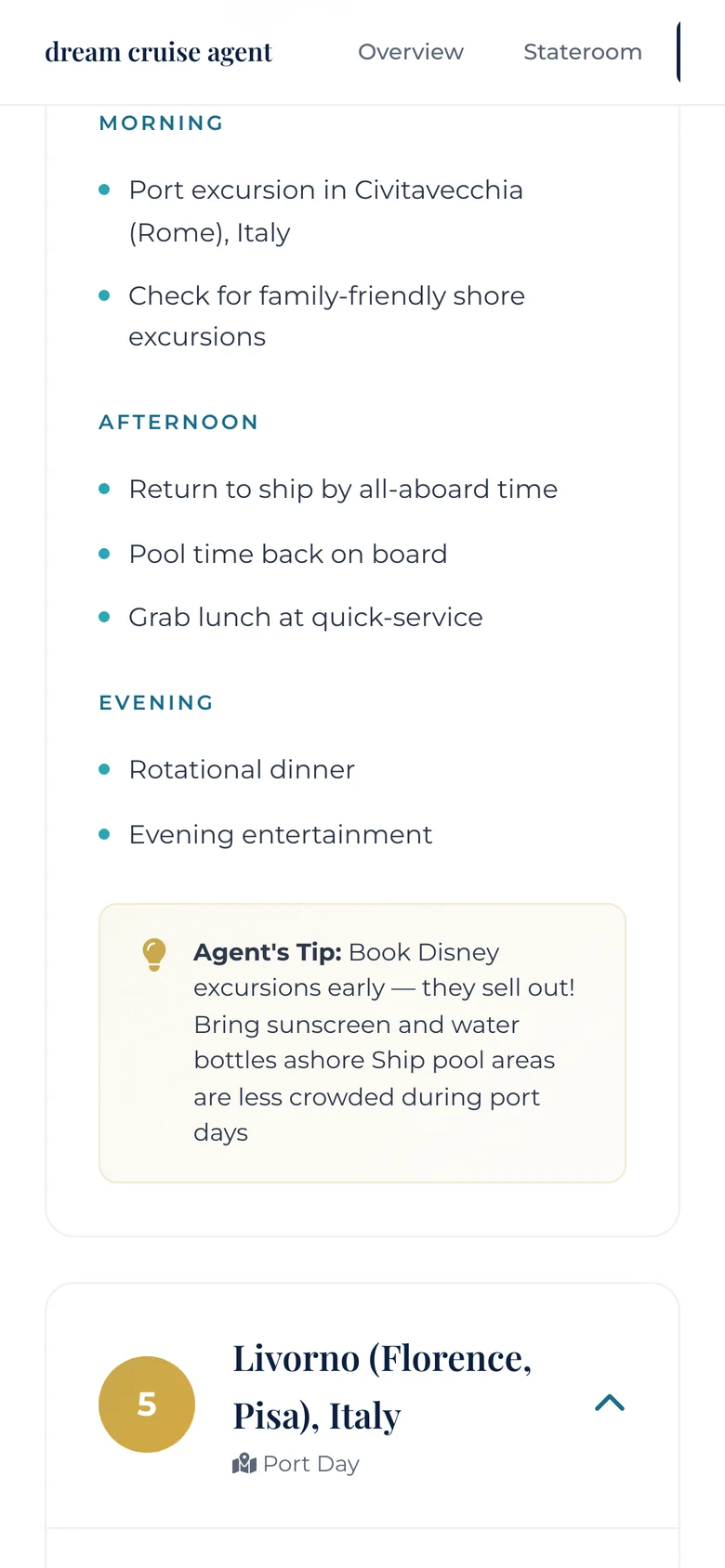 Deluxe Disney cruise itinerary preview, section 8