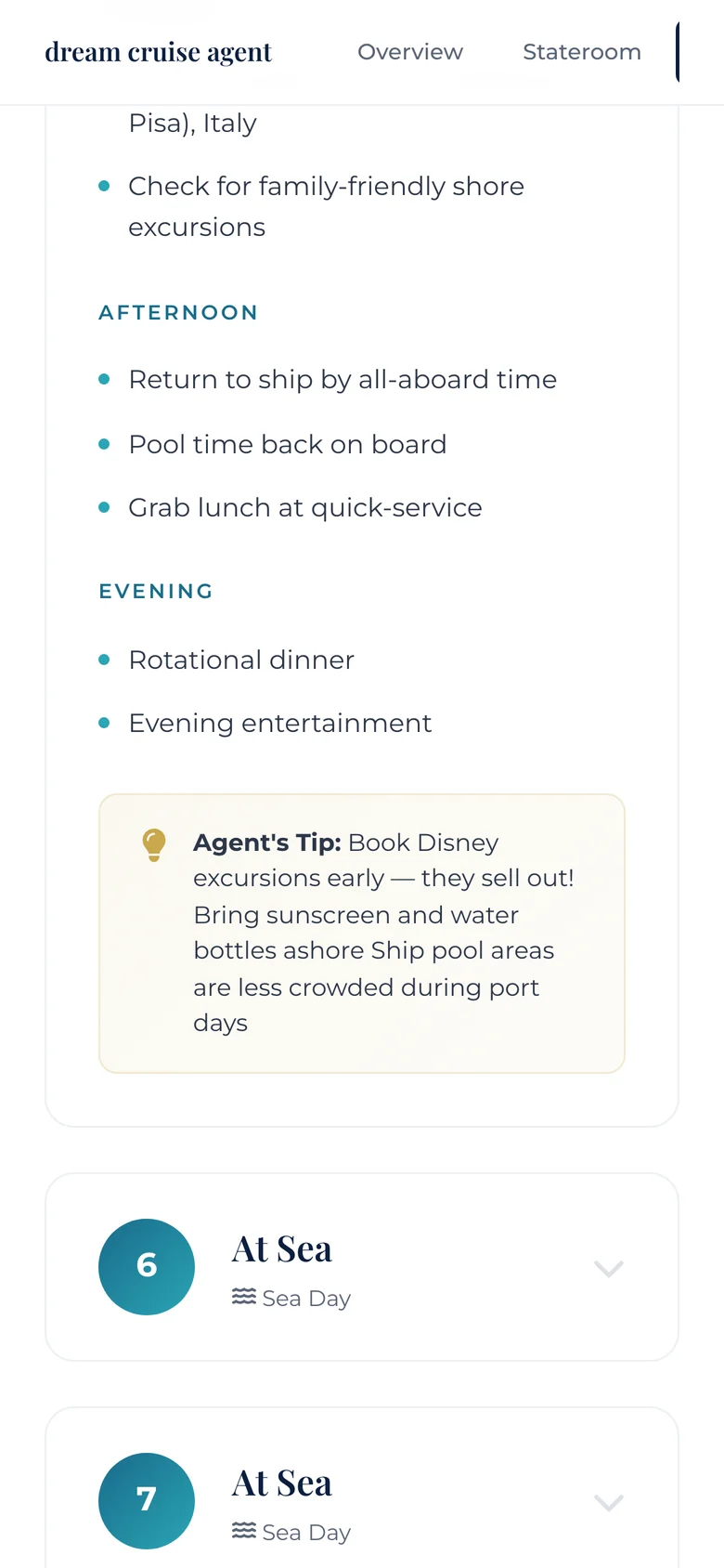 Deluxe Disney cruise itinerary preview, section 9