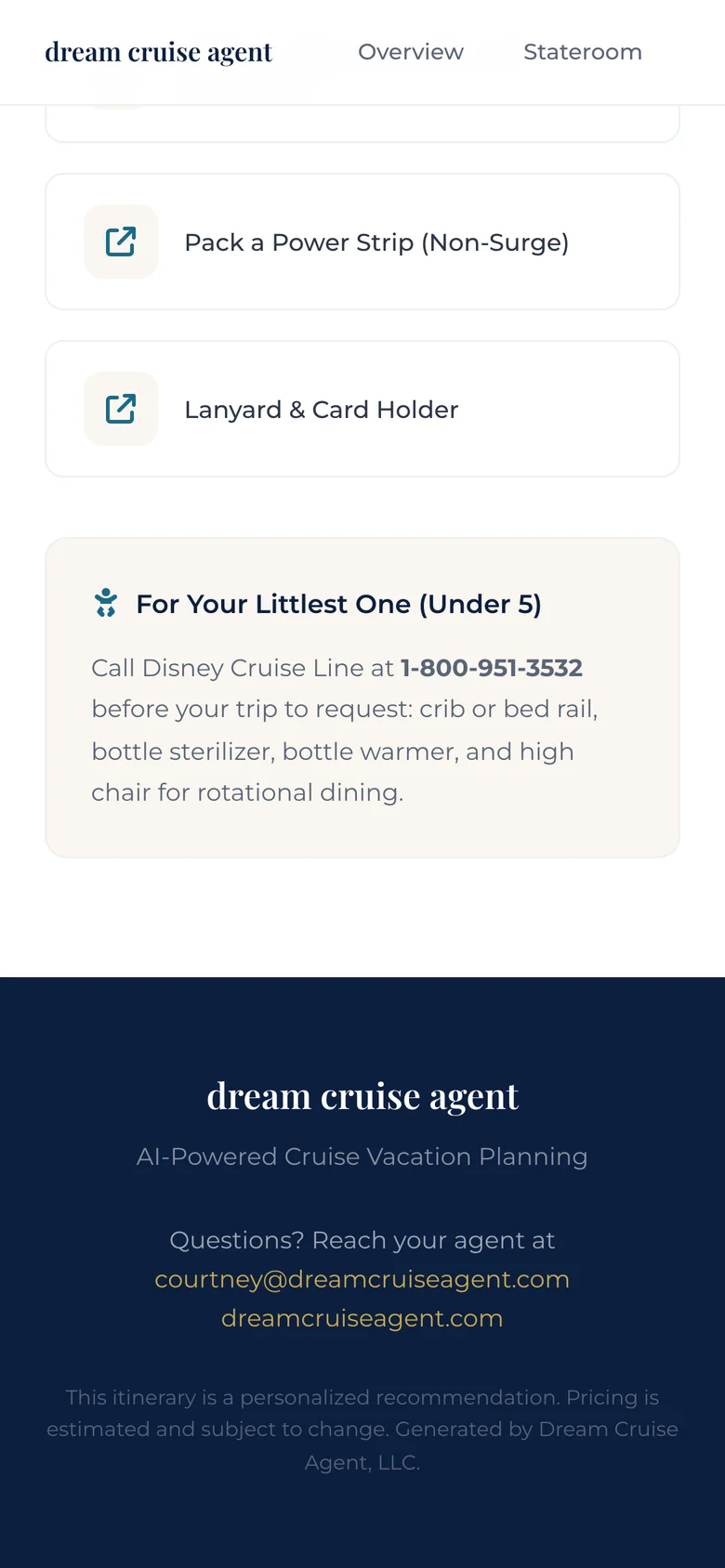Deluxe Disney cruise itinerary preview, section 12